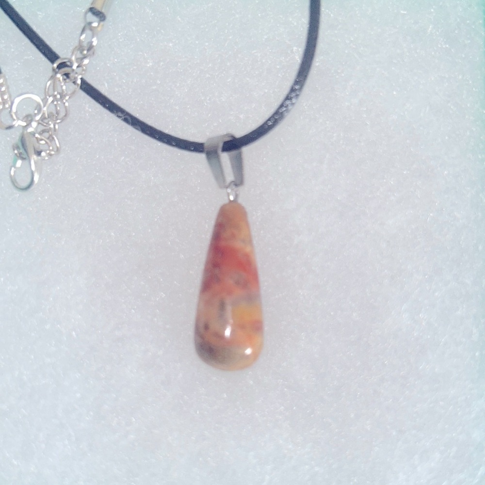 Boho hippie Agate Black Cord 18-20” necklace…
